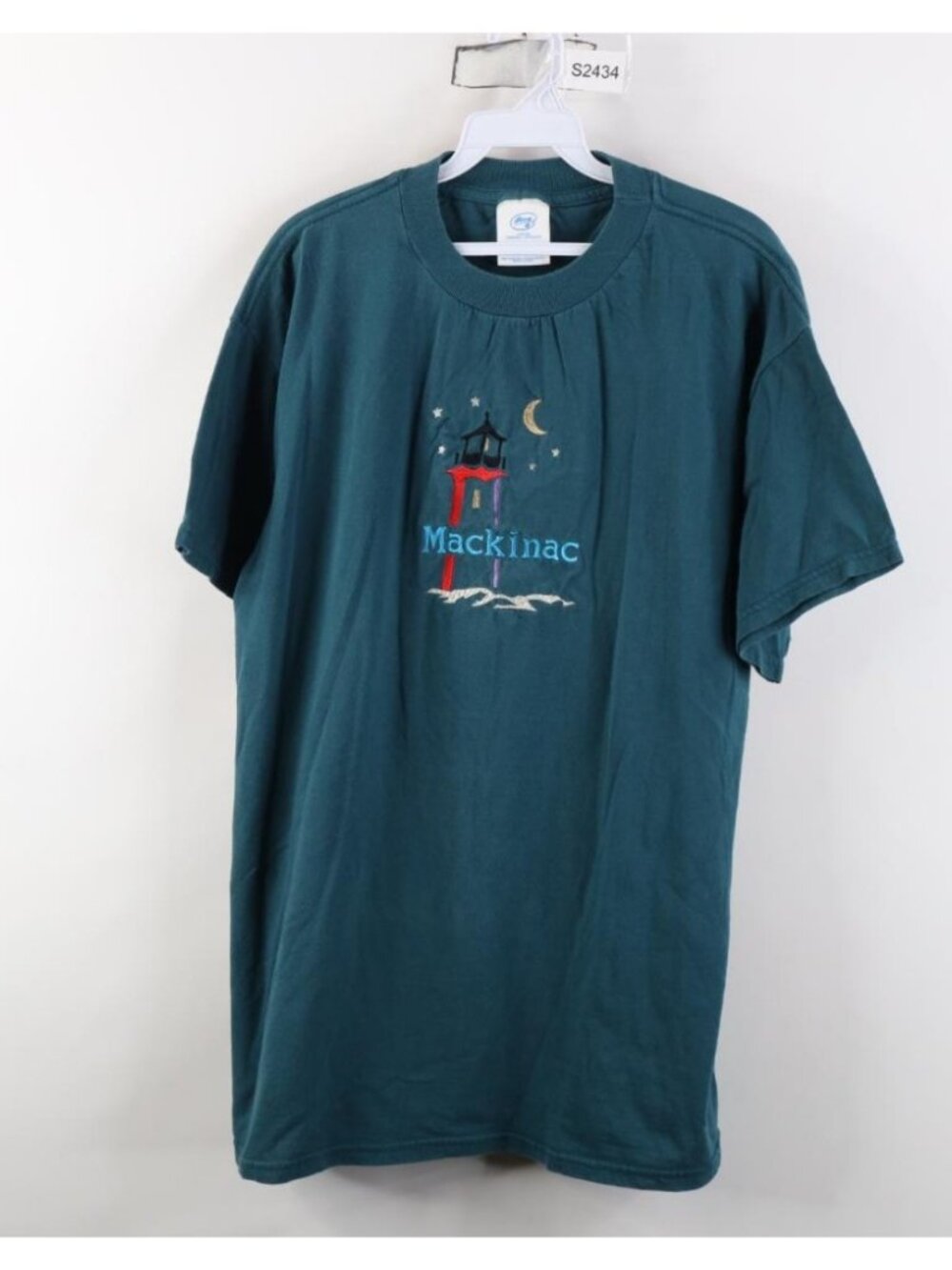 Vintage 90s Streetwear Womens Large Faded Mackinac Michigan Lighthouse T-Shirt
